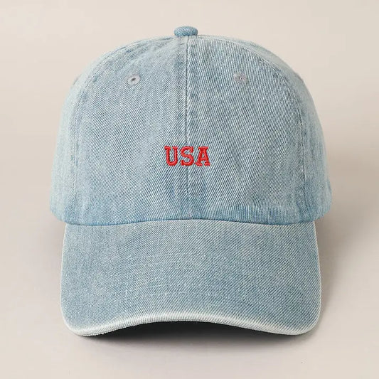 USA Embroidered Denim Baseball Cap