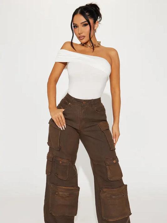 One Shoulder Ruched Top